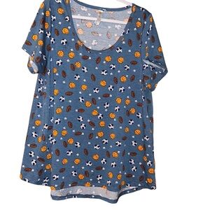 NWOT Lularoe sports mom baseball basketball football soccer print blue Top 2X